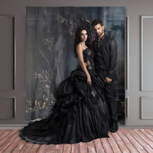 Moody Gothic Dark Veiled Arch & Lanterns XLarge Wandteppich