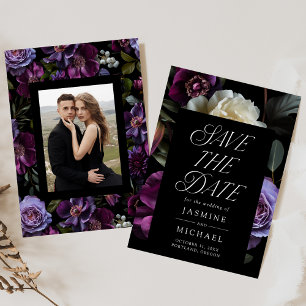 Moody Gothic Floral Foto Wedding Save The Date