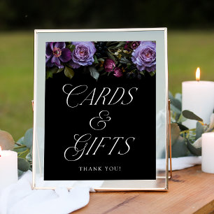 Moody Gothic Floral Wedding Cards und Gifts Sign Poster