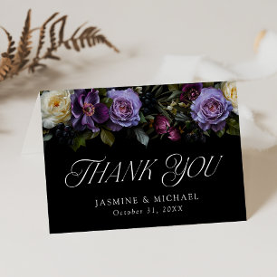 Moody Gothic Floral Wedding Dankeskarte