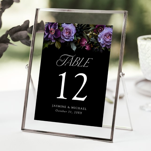 Moody Gothic Floral Wedding Tischnummer Card (Von Creator hochgeladen)