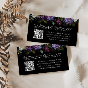Moody Gothic Floral Wedding Website QR Code Begleitkarte