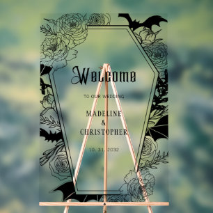 Moody Gothic Floral Wedding Welcome Sign Acrylschild