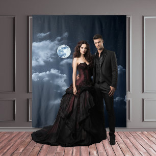 Moody Gothic Full Moon & Clouds XLarge Wandteppich