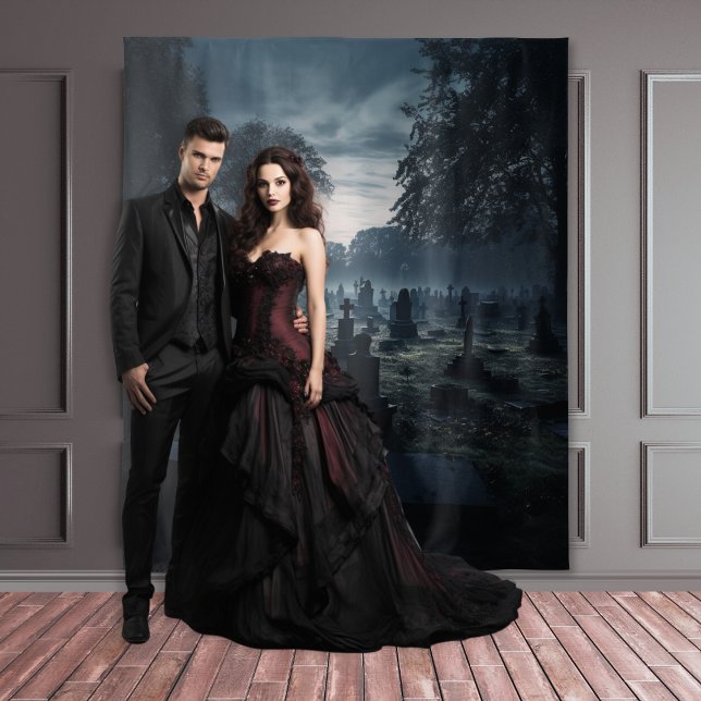 Moody Gothic Misty Moonlit Graveyard XLarge Wandteppich (Von Creator hochgeladen)