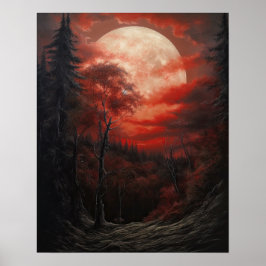 Moody Gothic Moon Art Print Poster