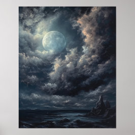 Moody Gothic Moon Art Print Poster