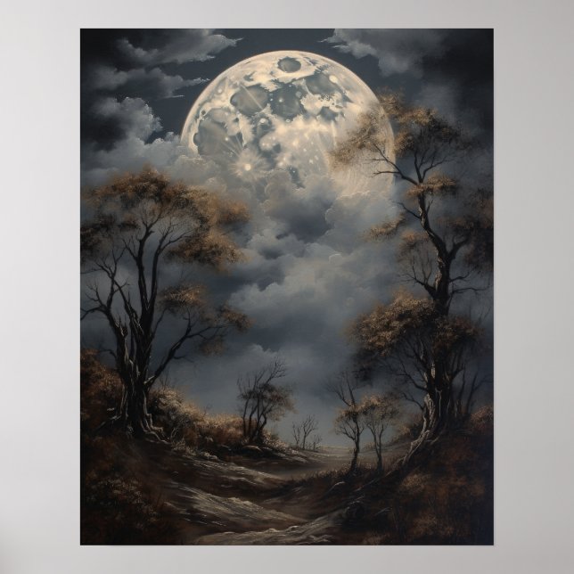 Moody Gothic Moon Art Print Poster (Vorne)