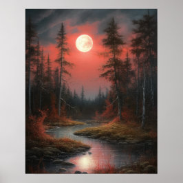 Moody Gothic Moon Art Print Poster