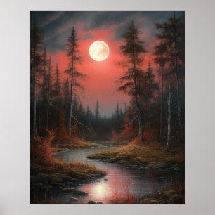Moody Gothic Moon Art Print Poster