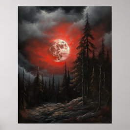 Moody Gothic Moon Art Print Poster