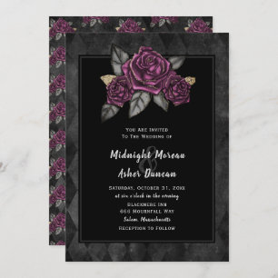 Moody Gothic Rose Black Wedding Einladung