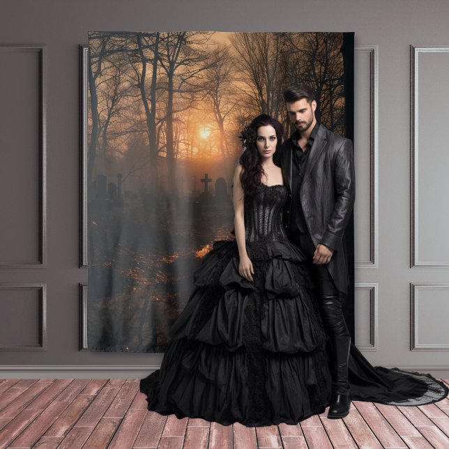 Moody Gothic Sunset Graveyard XLarge Wandteppich (Von Creator hochgeladen)