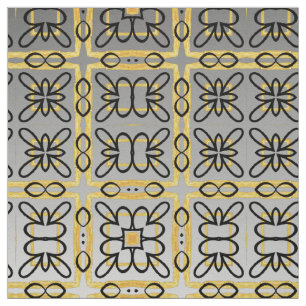Moody Gray Gold Geometric Cotton Twill Yardage Stoff