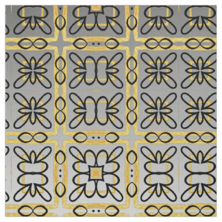 Moody Gray Gold Geometric Cotton Twill Yardage Stoff