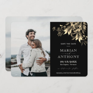 Moody Greenery Eucalyptus Black & Beige Save The Date