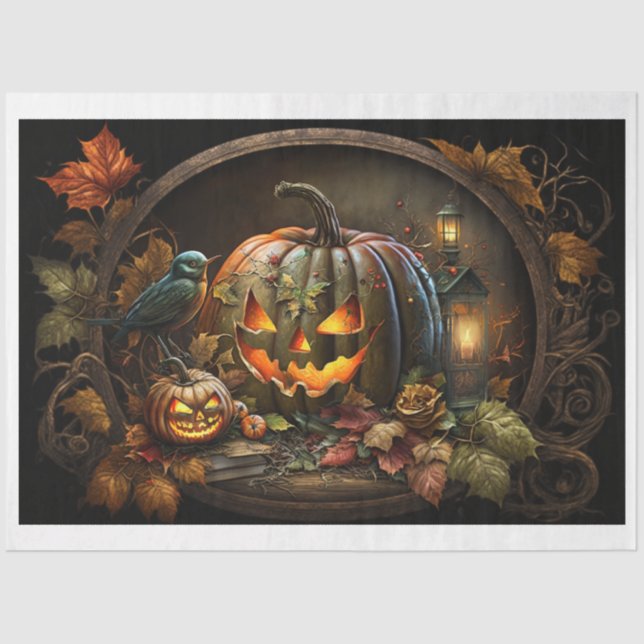 Moody Halloween Pumpkins Tissue Paper Seidenpapier (Vorderseite)