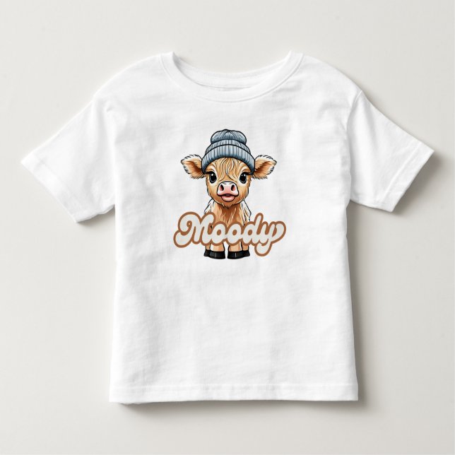 Moody Highland Cow Kleinkind T - Shirt (Vorderseite)