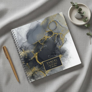 Moody Ink Charcoal Gold Abstract ID988 Notizbuch