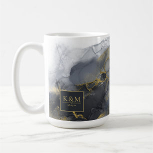 Moody Ink Charcoal Gold Abstrakt Blk ID988 Kaffeetasse