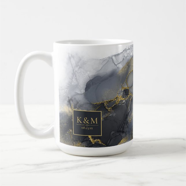 Moody Ink Charcoal Gold Abstrakt Blk ID988 Kaffeetasse (Links)