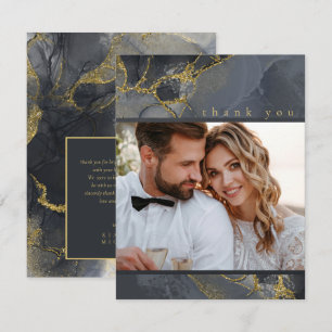 Moody Ink Charcoal Gold Abstrakt Danke, ID988 Dankeskarte