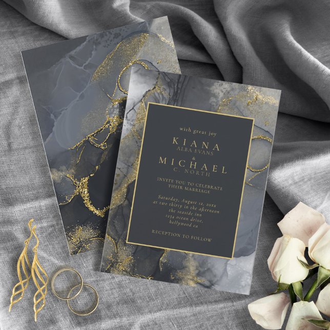 Moody Ink Charcoal Gold Abstrakt ID988 (Von Creator hochgeladen)