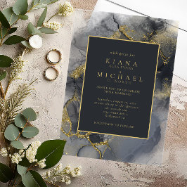 Moody Ink Charcoal Gold Abstrakt ID988 Acryleinladungen