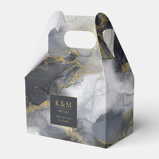 Moody Ink Charcoal Gold Abstrakt ID988 Geschenkschachtel (Vorderseite)