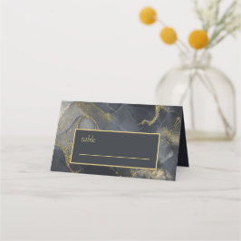 Moody Ink Charcoal Gold Abstrakt ID988 Platzkarte