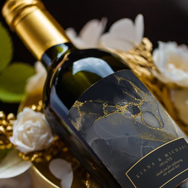 Moody Ink Charcoal Gold Abstrakt ID988 Weinetikett (Von Creator hochgeladen)