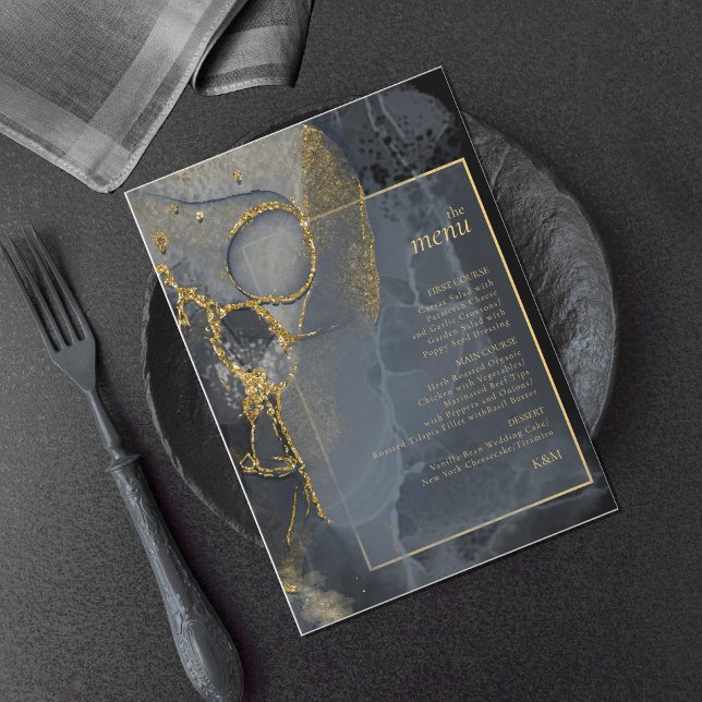 Moody Ink Charcoal Gold Abstrakt Menu ID988 (Von Creator hochgeladen)