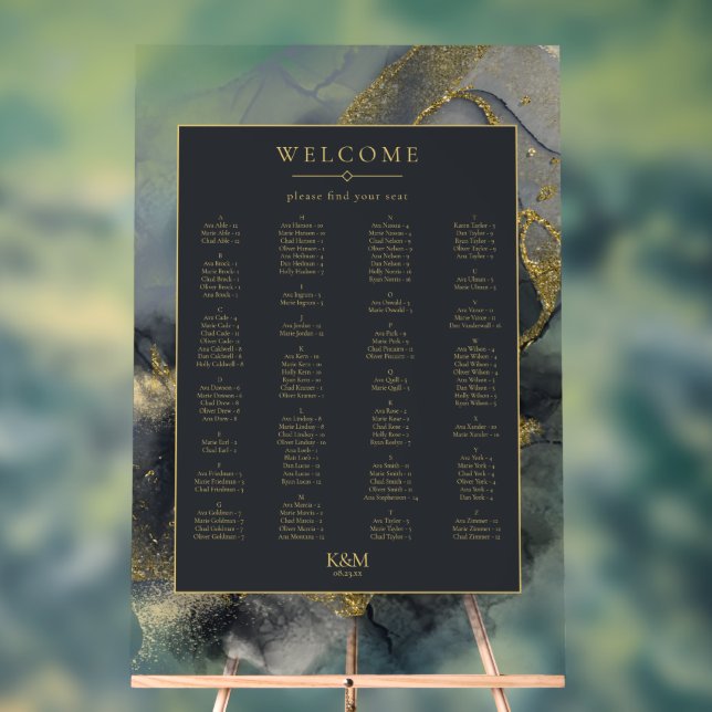 Moody Ink Charcoal Gold Seating Chart ID988 Acrylschild (Neutral)