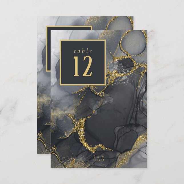 Moody Ink Charcoal Gold Tischnummer ID988 (Vorne/Hinten)