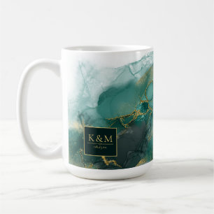 Moody Ink Emerald Gold Abstrakt Blk ID988 Kaffeetasse