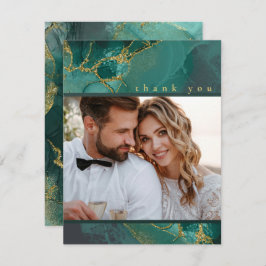 Moody Ink Emerald Gold Abstrakt Danke, ID988 Dankeskarte