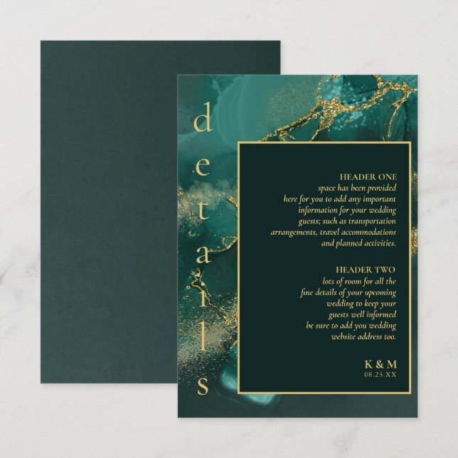 Moody Ink Emerald Gold Abstrakt Details ID988 Begleitkarte (Vorne/Hinten)