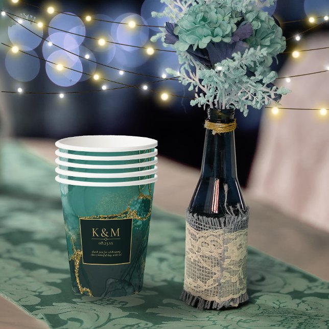 Moody Ink Emerald Gold Abstrakt ID988 Pappbecher (Von Creator hochgeladen)