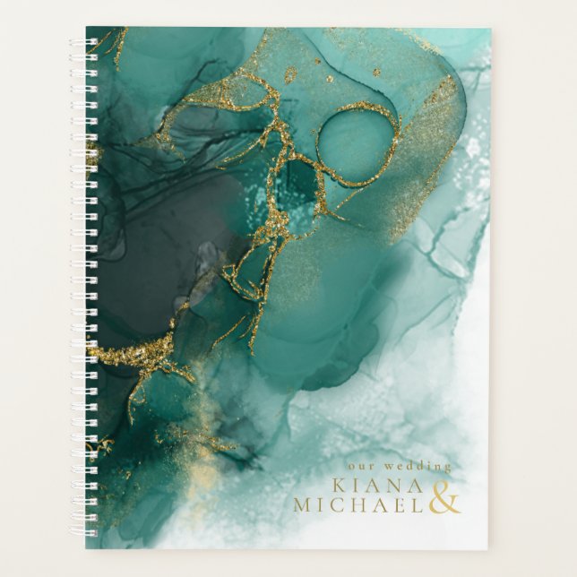 Moody Ink Emerald Gold Abstrakt ID988 Planer (Vorderseite)