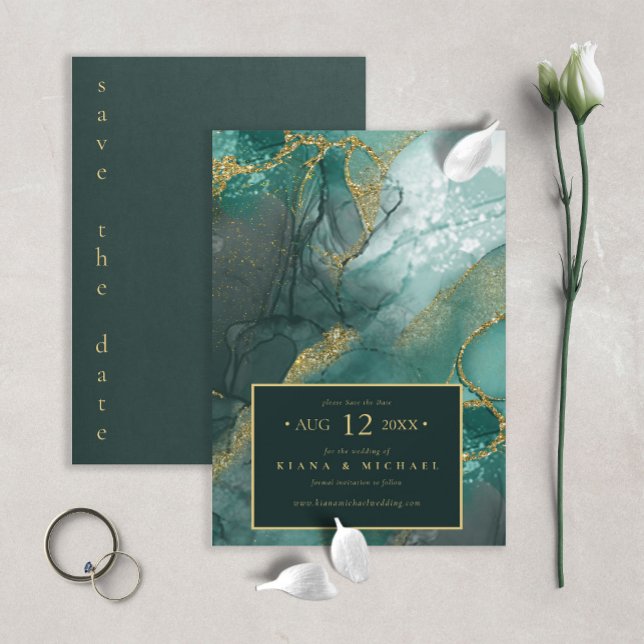 Moody Ink Emerald Gold Abstrakt ID988 Save The Date (Von Creator hochgeladen)