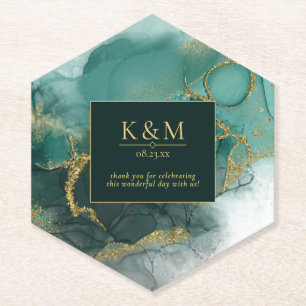 Moody Ink Emerald Gold Abstrakt ID988 Untersetzer