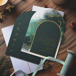 Moody Ink Emerald Gold Brautparty Arch ID988 Einladung