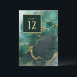 Moody Ink Emerald Gold Tischnummer ID988<br><div class="desc">Ihre Träume werden endlich wahr, und dieses fließende, alkoholische abstrakte Design-Set ist der perfekte Ton für die fabelhafte Hochzeit, die Sie sich immer vorgestellt haben. In den Farbtönen von Meerglas grün bis dunkel smaragdgrün, mit glitzerndem Gold, die Hochzeitskarte hier zeigt eine Vorlage, um leicht eine Tischnummer, Ihre Initialen und Hochzeitsdatum...</div>