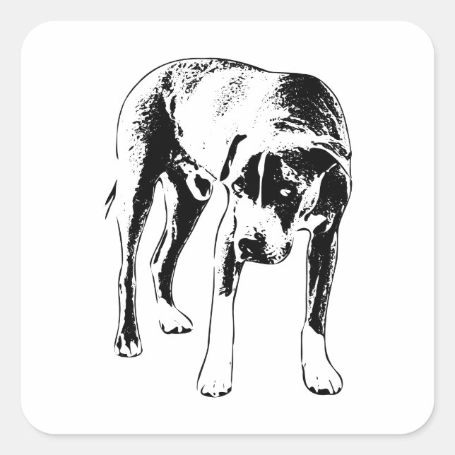 Moody Ink Look, Pitbull Mix Quadratischer Aufkleber (Vorderseite)