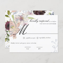 Moody Jewel Tone Floral Wedding RSVP Einladung