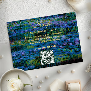 Moody Jewel Tone Seerosen Hochzeitswebsite QR RSVP Karte