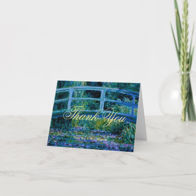 Moody Jewel Tones Monet Lily Pond Fine Art Wedding Dankeskarte (Vorderseite)