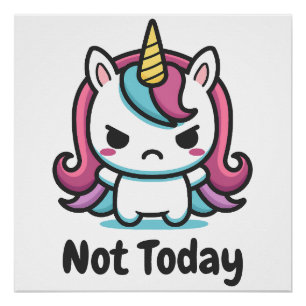 Moody Kawaii Unicorn Benutzerdefinierter Text Poster