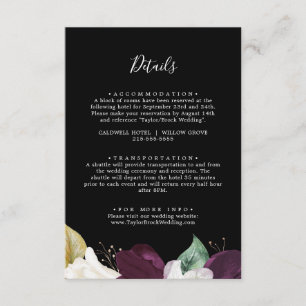 Moody Lila Black Wedding Details Enclosure Card Begleitkarte