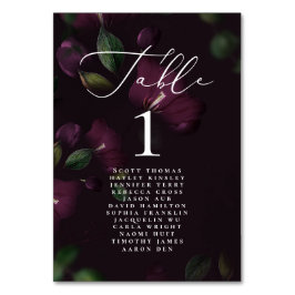 Moody Lila Bloom Gothic Calligraphy Wedding Name Tischnummer